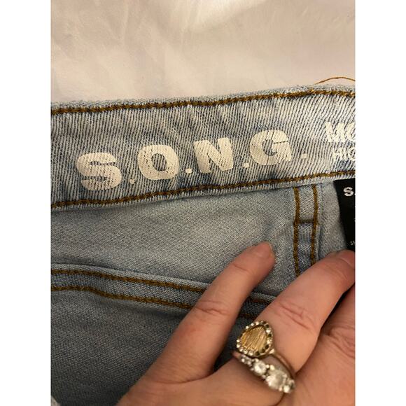 Y2K Vintage Inspired High Rise Mom Jeans Gray Seam Detail S.O.N.G. Size 5/27 - Picture 6 of 7